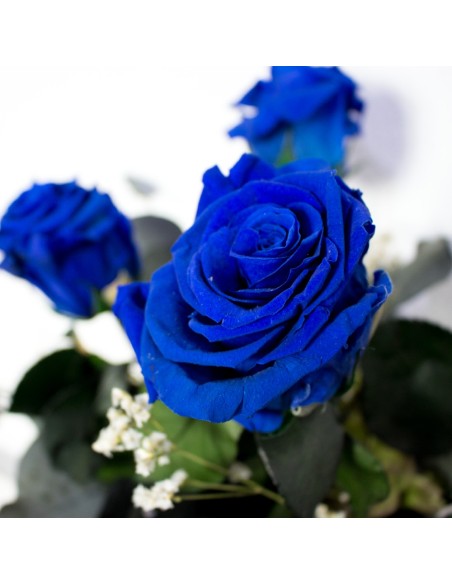 RAMO PRESERVADO ROSAS AZULES