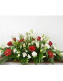 CENTRO FLORAL FUNERARIO ROJO Y BLANCO
