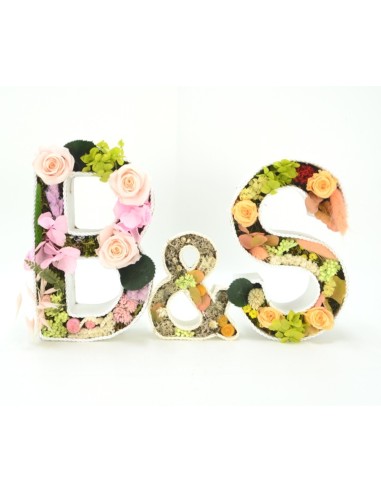 LETRA FLOR PRESERVADA COLOR SALMON
