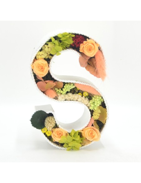 LETRA FLOR PRESERVADA COLOR SALMON