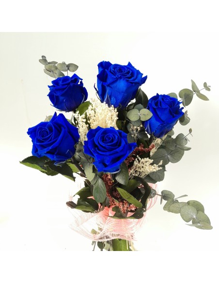 RAMO PRESERVADO ROSAS AZULES