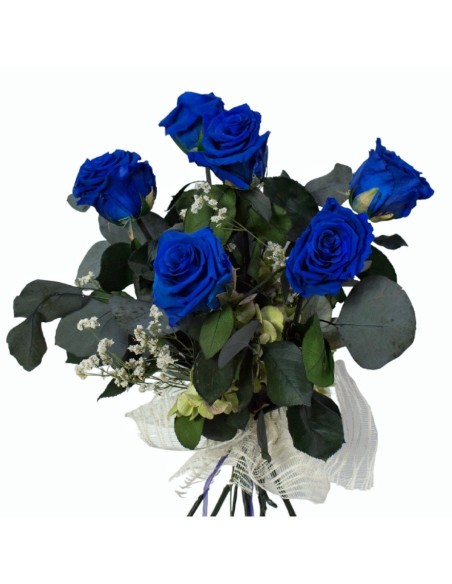 RAMO PRESERVADO ROSAS AZULES