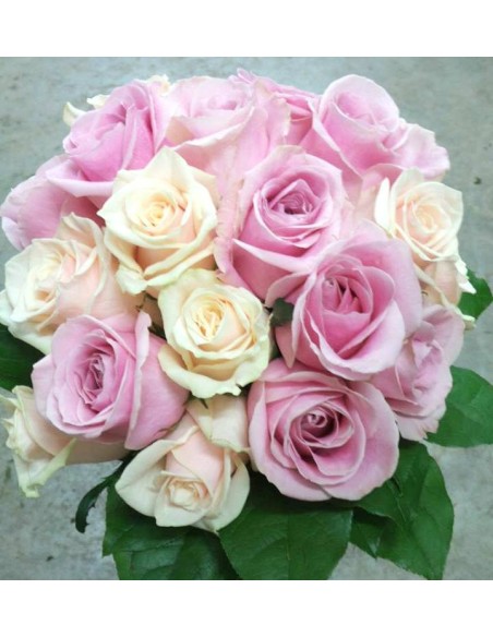 BOUQUET ROSES ROSA Y CREMA
