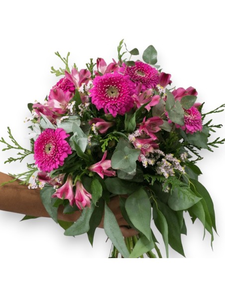 Comprar ramo de flores en tonos rosas fuertes. Flores fucsias para regalar.