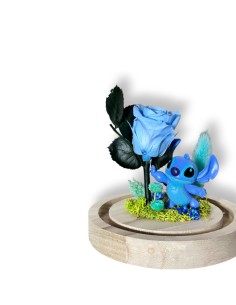 Cupula de rosa preservada con Stitch