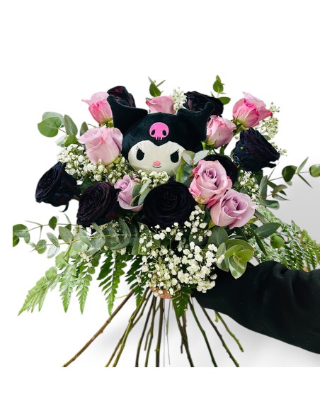 Ramo de rosas negras especial Kuromi Sanrio envio 24h.