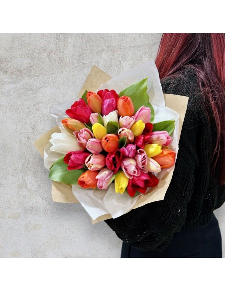 ramo de tulipanes , tulipanes de colores ramo de colores variados tulipanes,