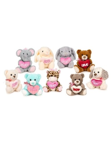 Peluche Animales con Corazón 25 cm | Regalo Amor, San Valentín y Flores