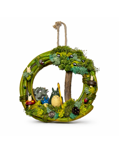 Corona de musgo preservado inspirada en Studio Ghibli | Decoración natural artesana