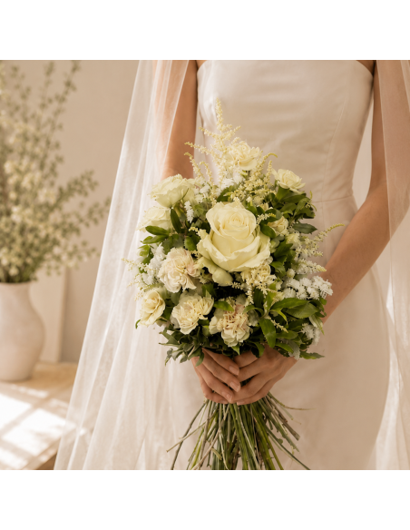 Ramo de novia silvestre en tonos crudos