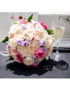 Ramo de novia natural tonos lila rosa blanco fucsia 2