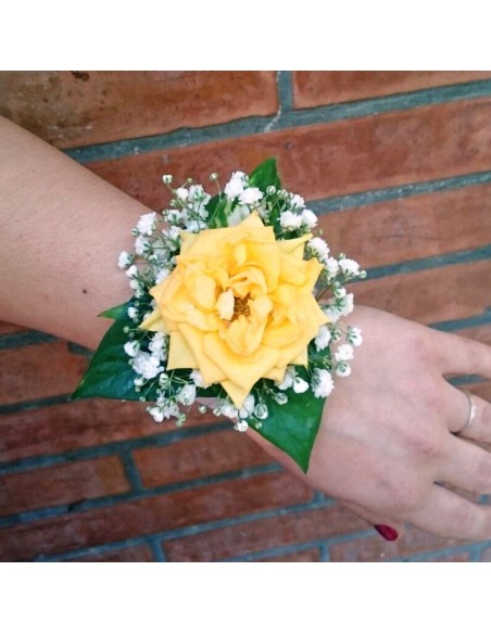 PULSERA FLORAL ROSA AMARILLA
