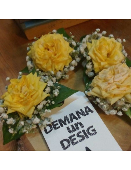 PULSERA FLORAL ROSA AMARILLA
