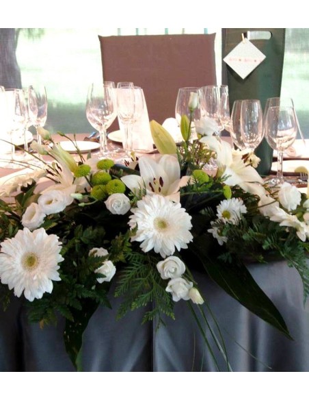 CENTRO FLORAL BLANCO Y VERDE