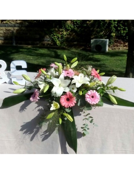 CENTRO FLORAL BLANCO Y ROSA